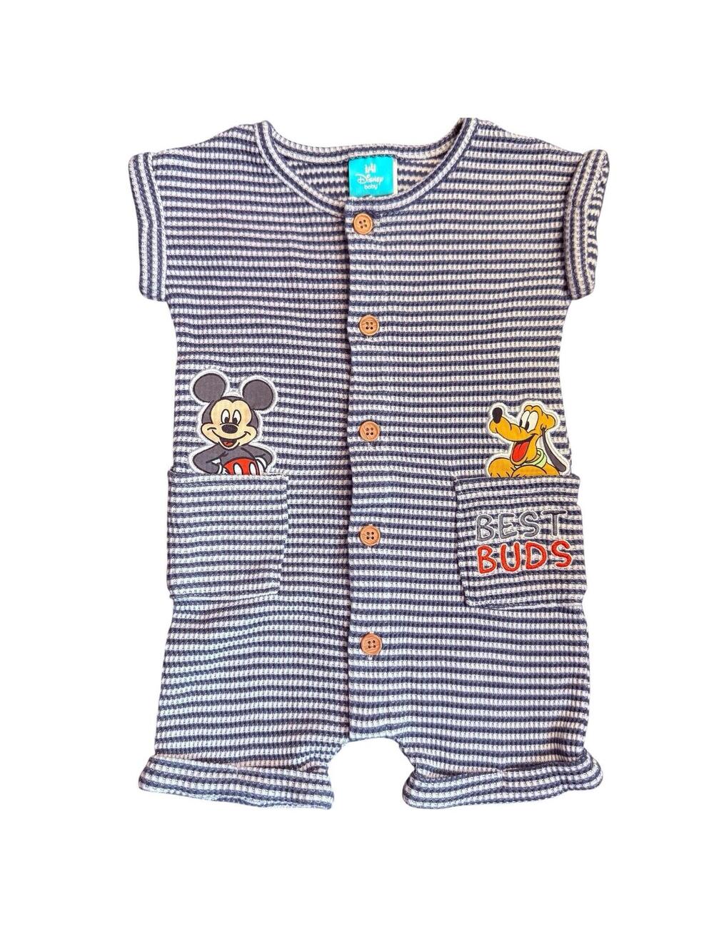 Disney Baby Mickey Mouse & Pluto 2 outfits  Blue Striped Outfit Set 6-9 Months
